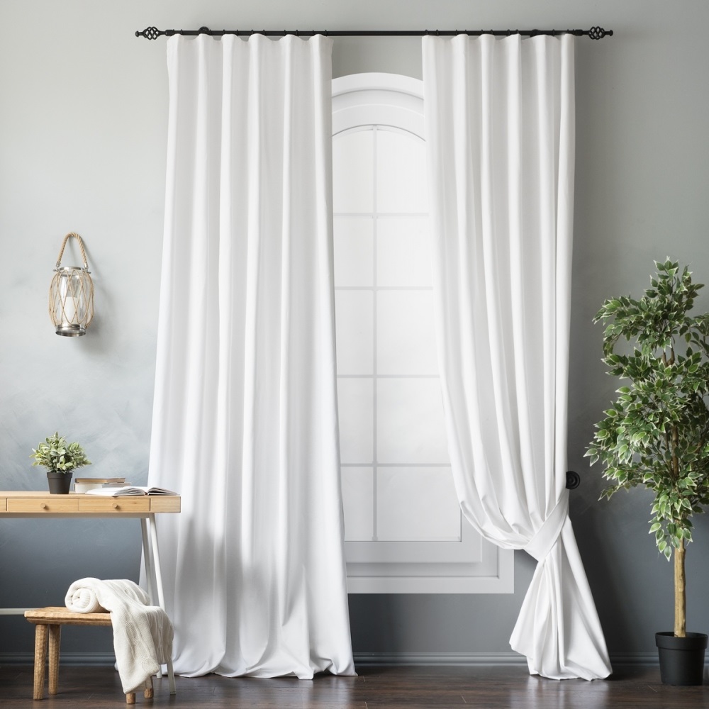 white silk curtains