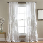 white curtains with roses