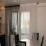 white muslin curtains in the kitchen