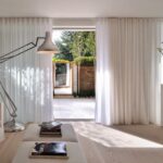 white curtains with lamp