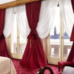 white curtains with burgundy