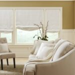 white curtains roller av living room