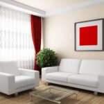 white curtains with red curtains