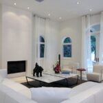 white curtains in a white living room