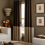 beige curtains with brown