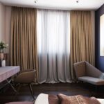 beige curtains with tulle