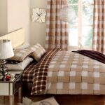 beige checkered curtains