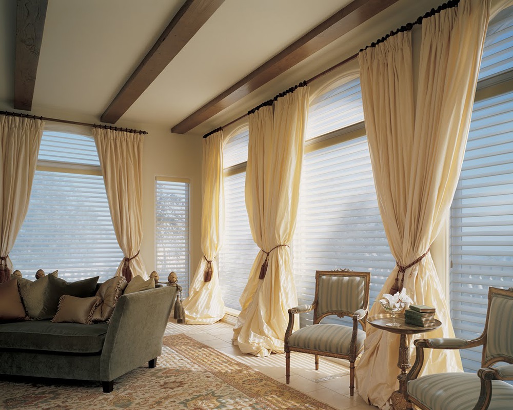 beige curtains plain