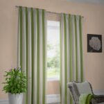 beige curtains with green