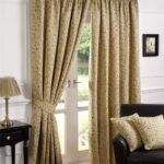 beige curtains with pick-up