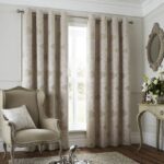 beige curtains with large pleats