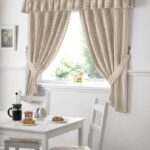 beige curtains short with lambrequin