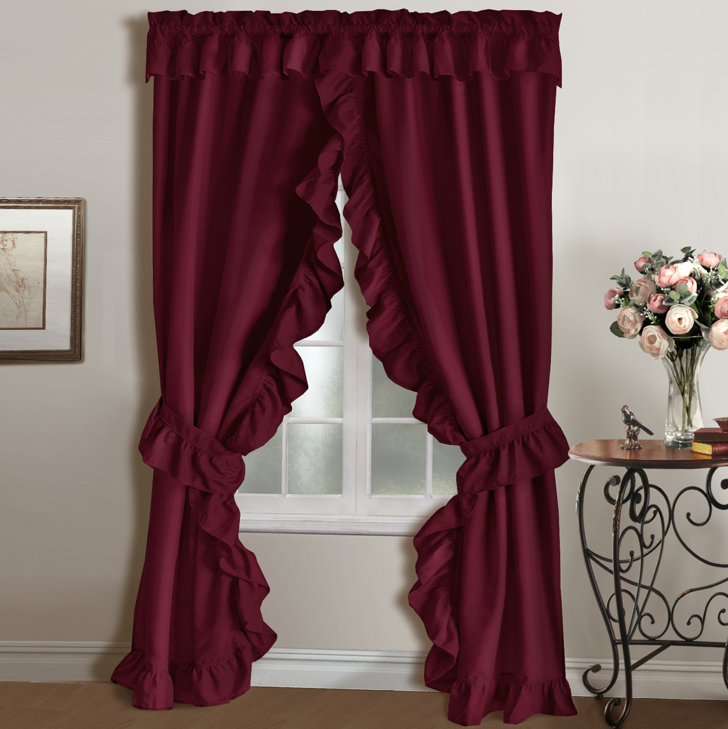 wine-colored curtains