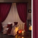 burgundy curtains silk