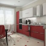 burgundy curtains in the kitchen