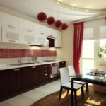 burgundy curtains in the kitchen