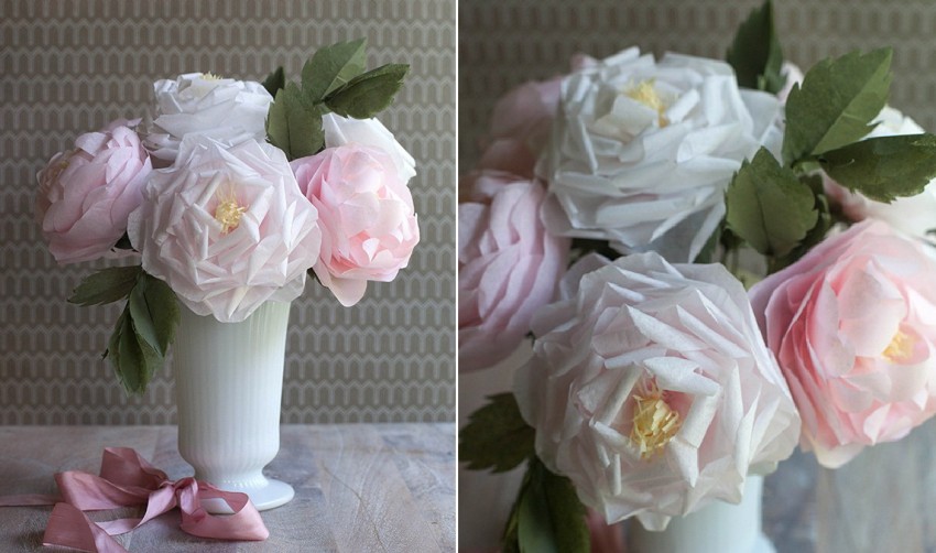 un bouquet de roses de serviettes