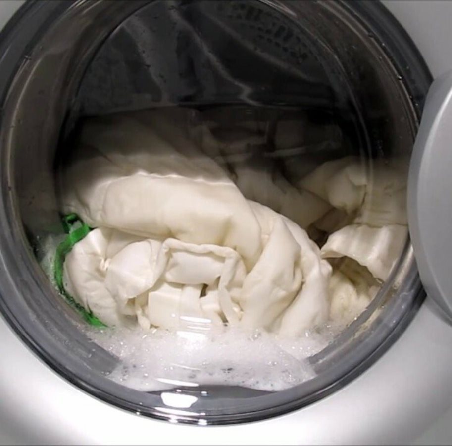 washing a padded blanket in a washing machine