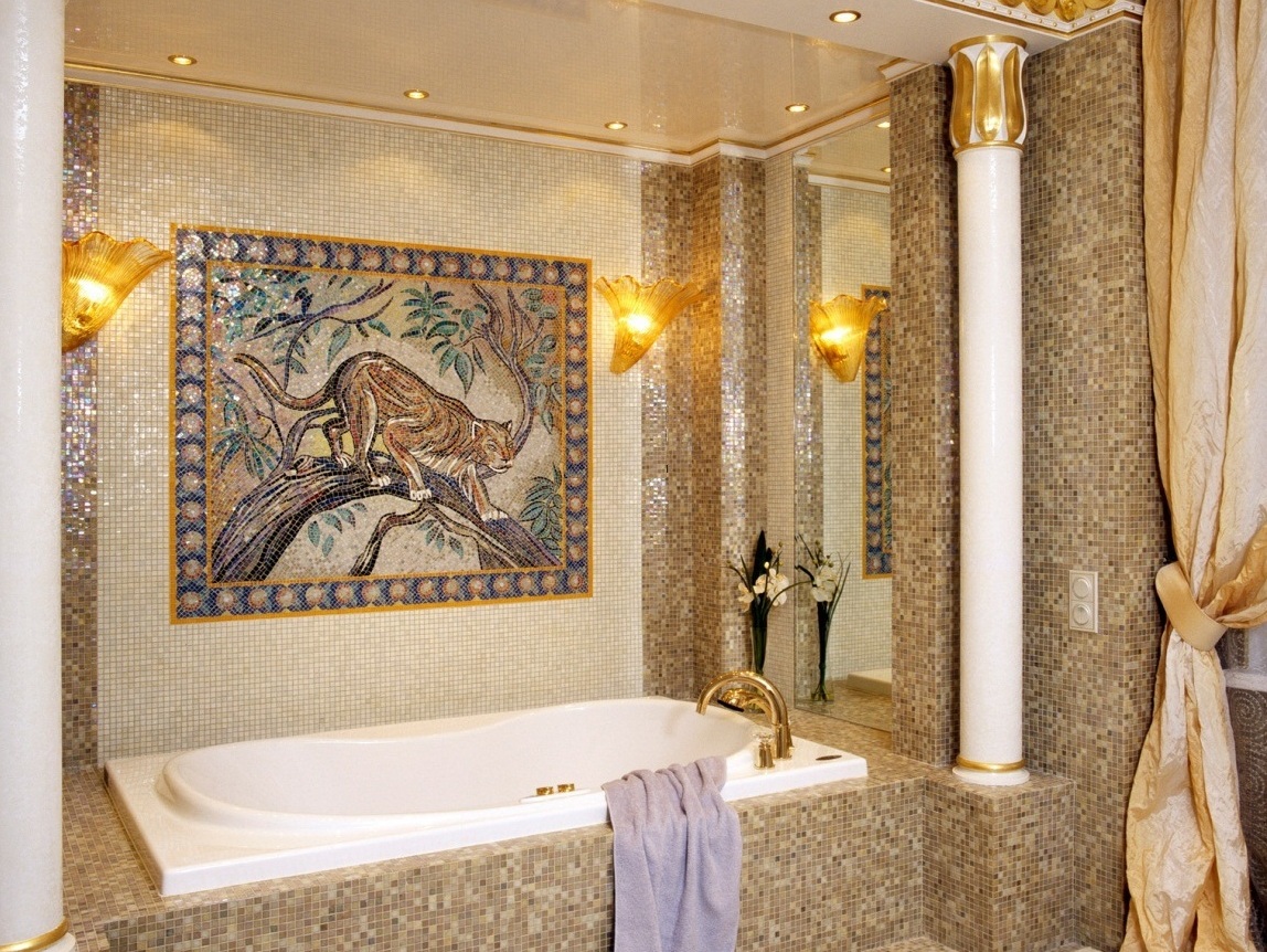 panels from tiles in the bathroom