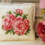 embroidered peony pillow