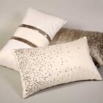 embroidered pillow gray