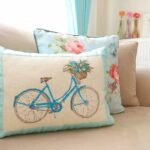 embroidered bicycle pillow