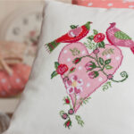 embroidered bird pillow