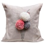 embroidered pillow ice cream