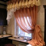 long curtains for the kitchen three-layer tulle