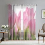 photocurtains with pink tulips