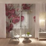 photocurtains with burgundy flowers