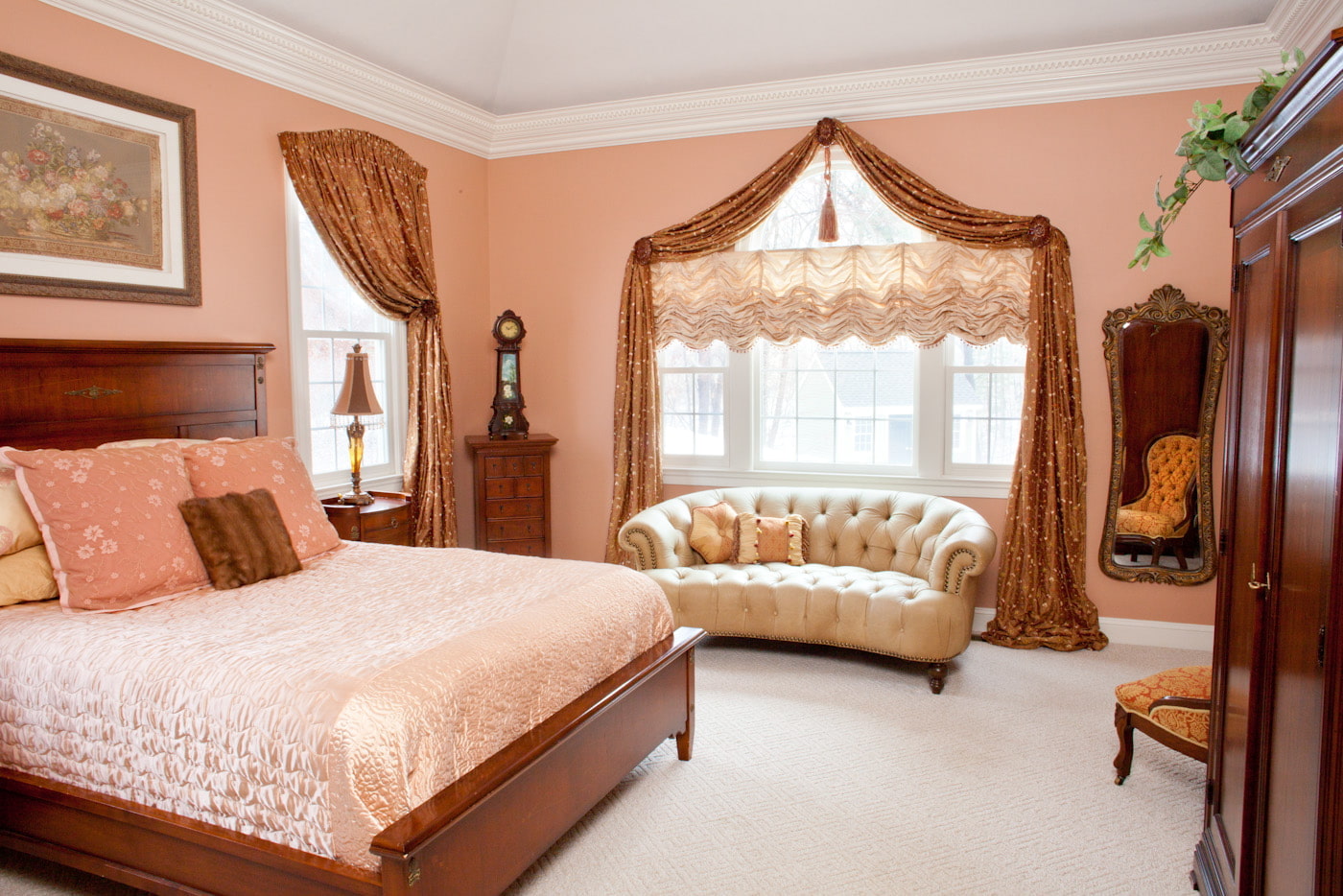 French curtains in the bedroom