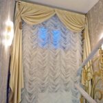 french curtains on the stairs