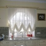 french curtains white in the kitchen