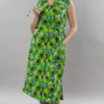 coarse calico dress green