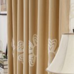 coarse calico curtains with flower