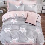 coarse calico bed with stars