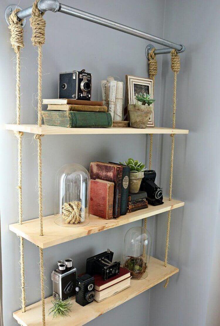 Shelf on ropes