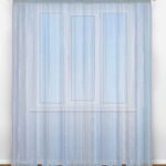 blue long curtains