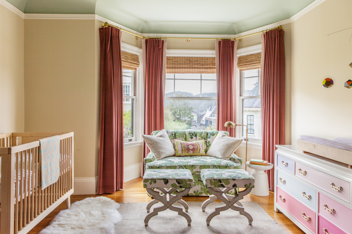 cornice for bay window in the nursery