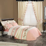 set of curtains and bedspreads interior photo