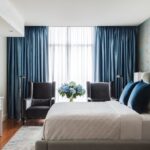 set of curtains and bedspreads photo decoration