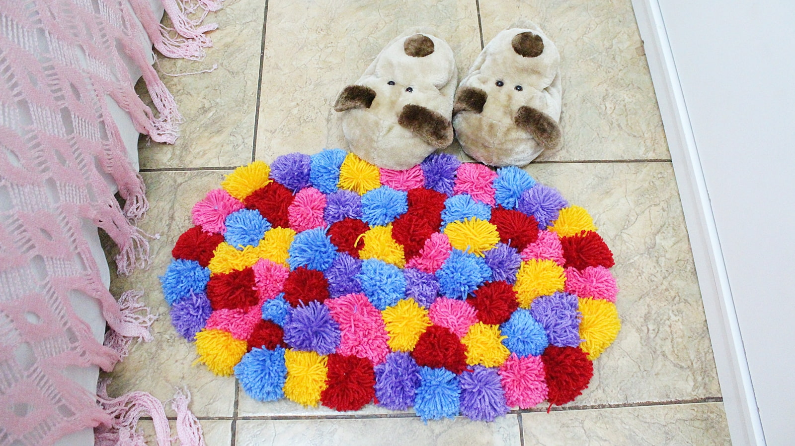 rug from pompons photo decoration