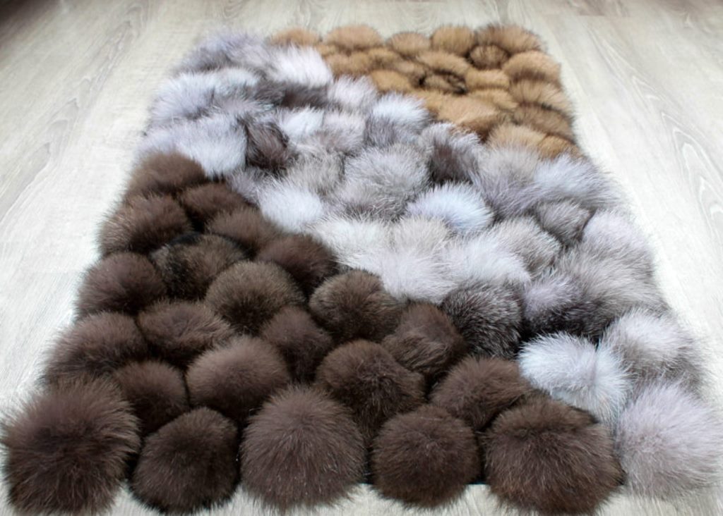 rug made of pom poms fur