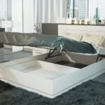 bed with lifting mechanism white