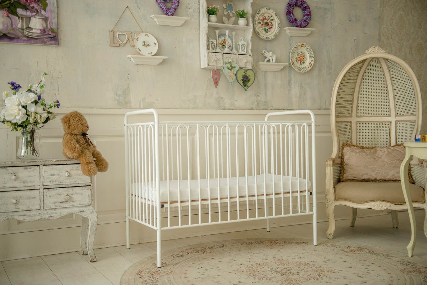 cot for newborns made of metal