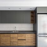 kitchen cabinets up to the ceiling gray with lighting