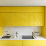 kitchen cabinets up to the ceiling yellow