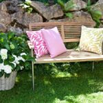 decor of the bench with pillows