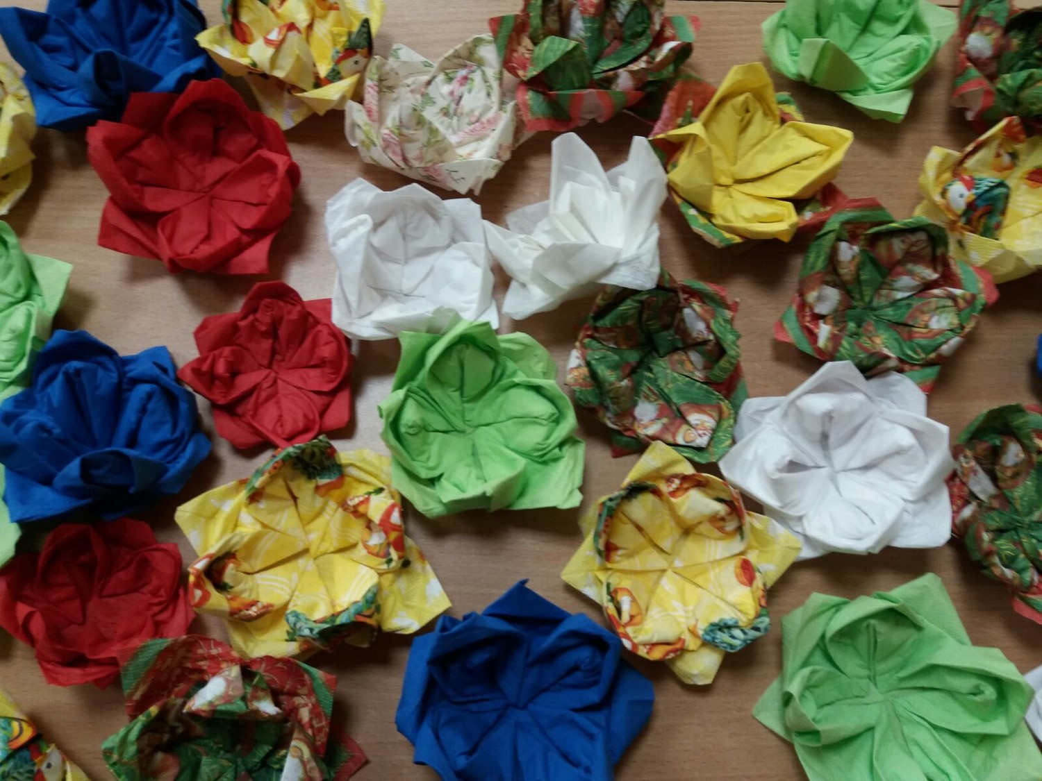 multicolored napkin petals